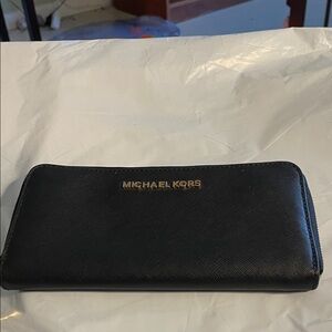 Michael Kors Black Wallet Card Holder with Gold Logo